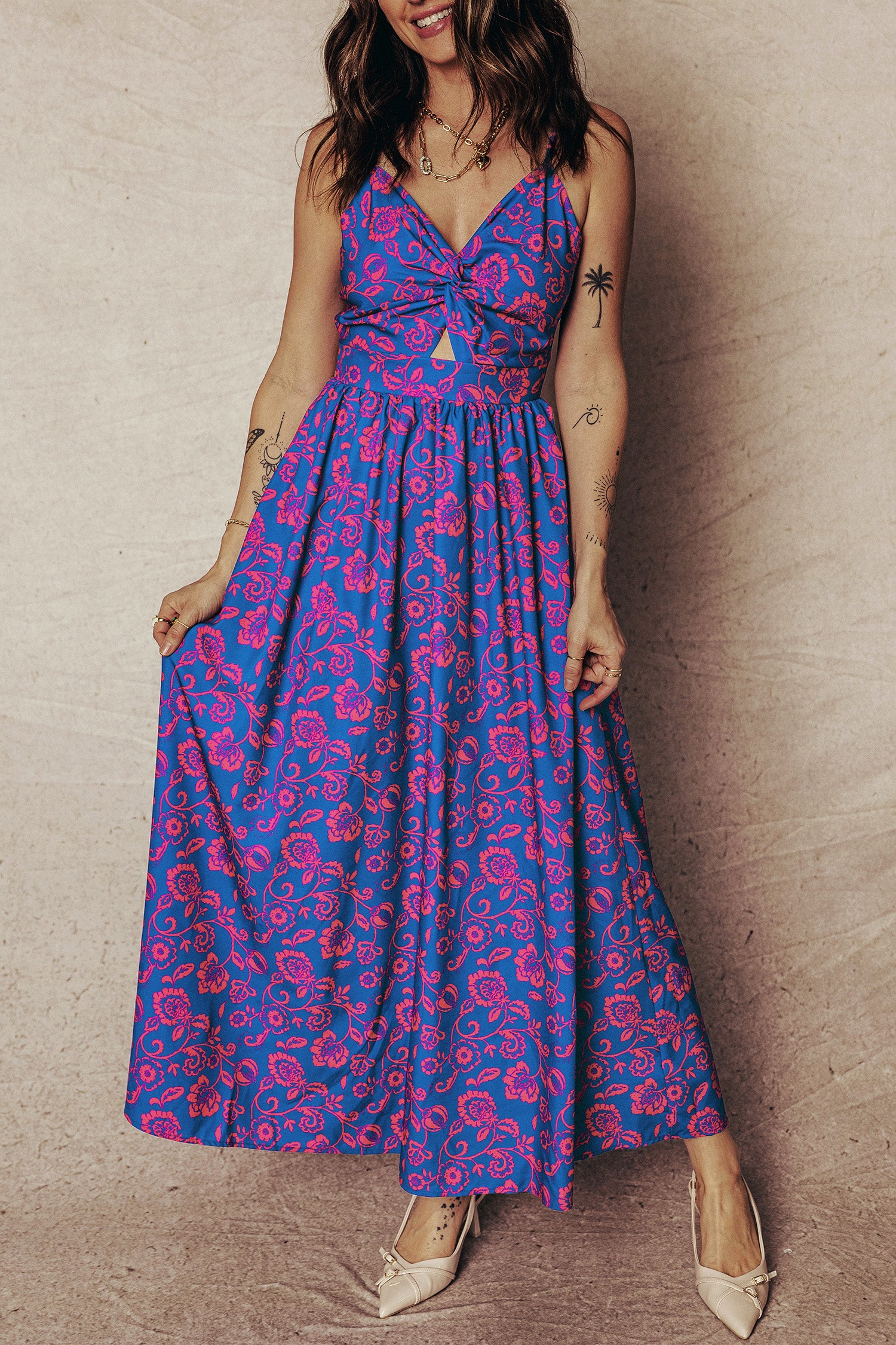LuckeLadybug LLC Fit & Flare Floral Design Dress and maxi dress for Casual Outdoor Occasions