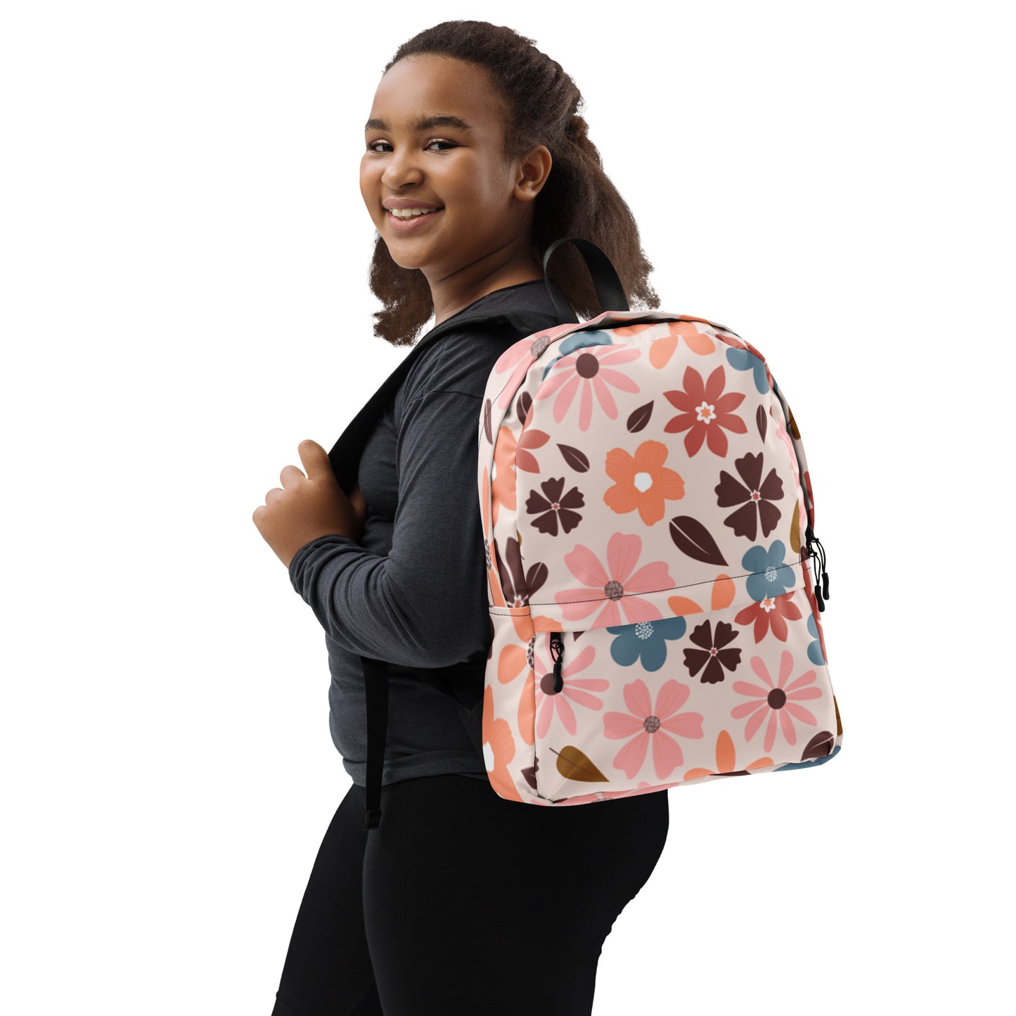 LuckeLadybug floral backpack for women featuring a colorful design with flowers and adjustable straps