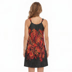 LuckeLadybug A-Line floral dress dress featuring a vibrant red and black floral design