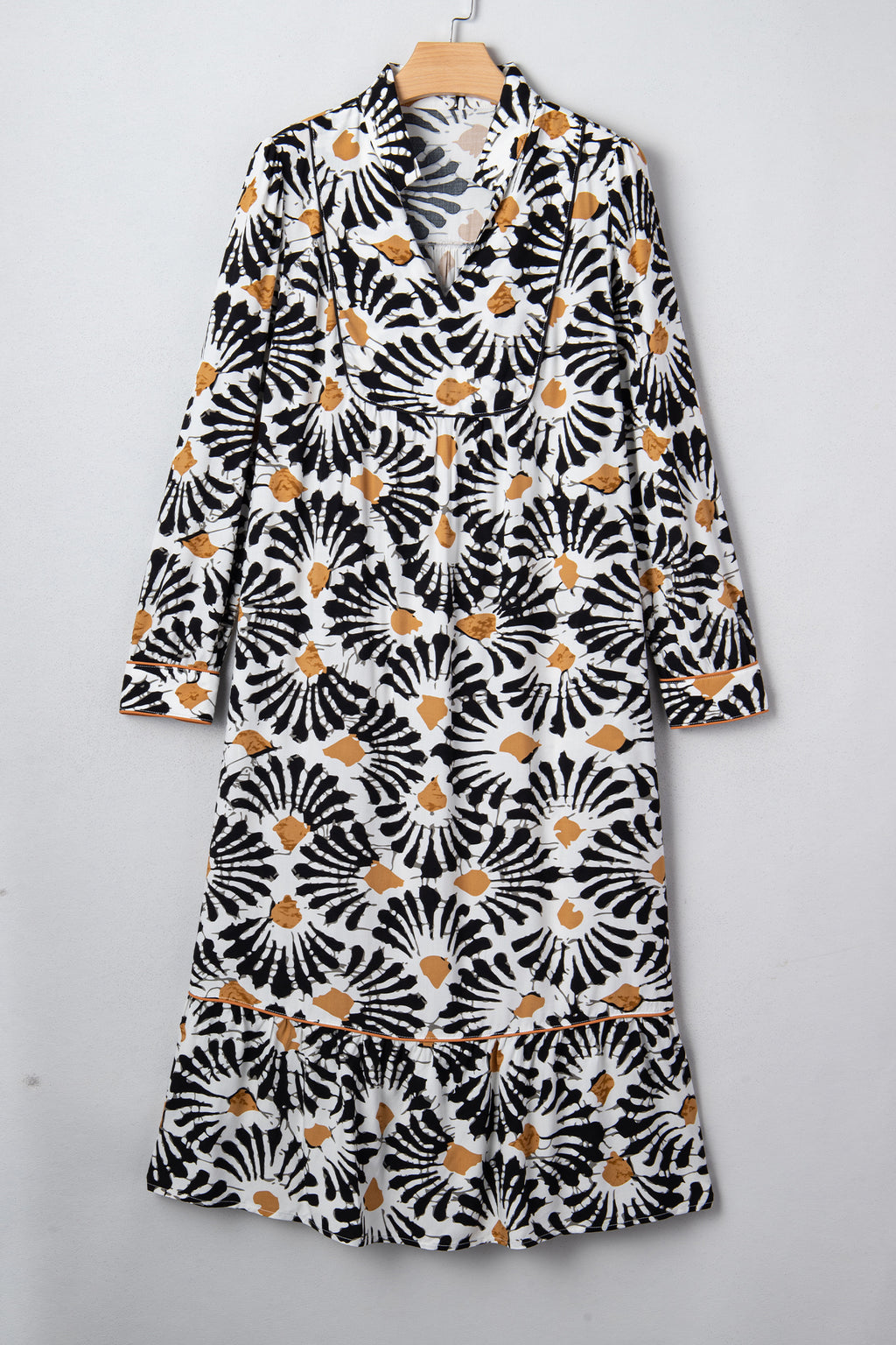 LuckeLadybug LLC Fit & Flare Floral Dress Dress with Black and White Pattern and Ruffled Hem