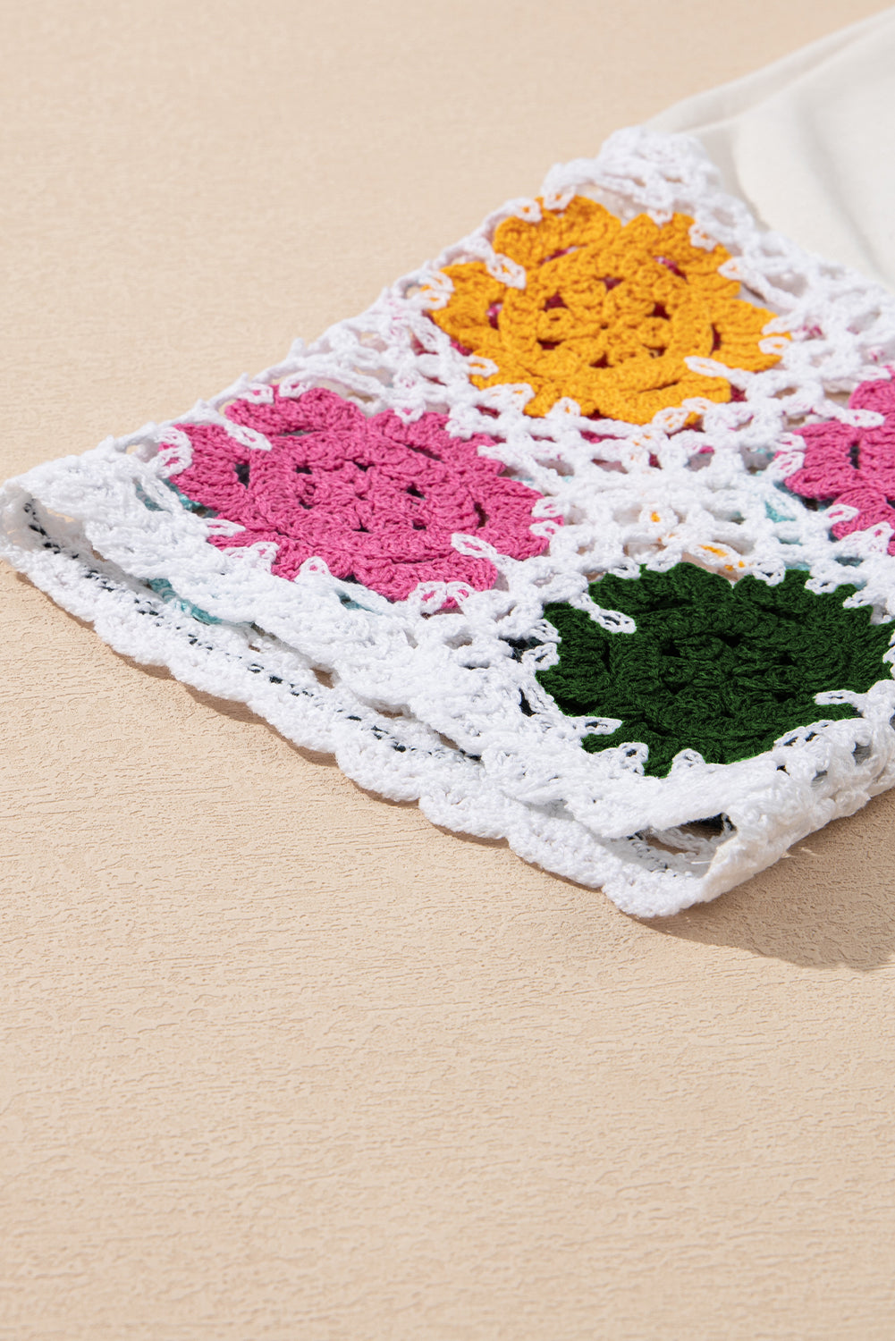 LuckeLadybug LLC Floral Dress Dress with Colorful Crochet Sleeve Detailing