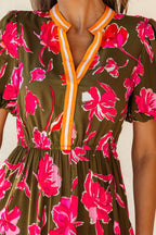 LuckeLadybug Fit & Flare floral dress with orange accents and maxi dress design for stylish summer wear