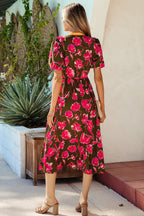 Fit & Flare style dress by LuckeLadybug LLC featuring colorful floral pattern and maxi dress.