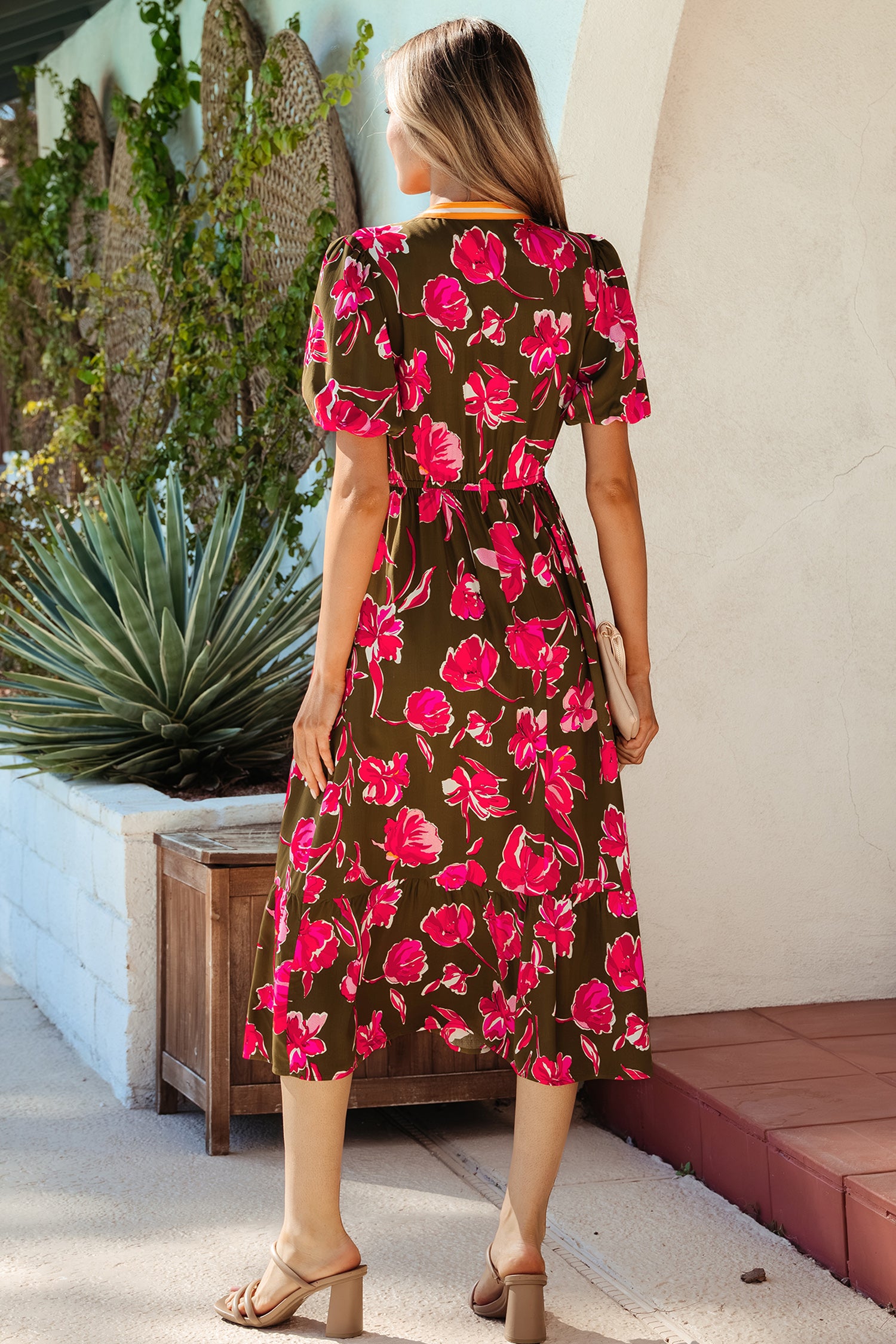 Fit & Flare style dress by LuckeLadybug LLC featuring colorful floral pattern and maxi dress.