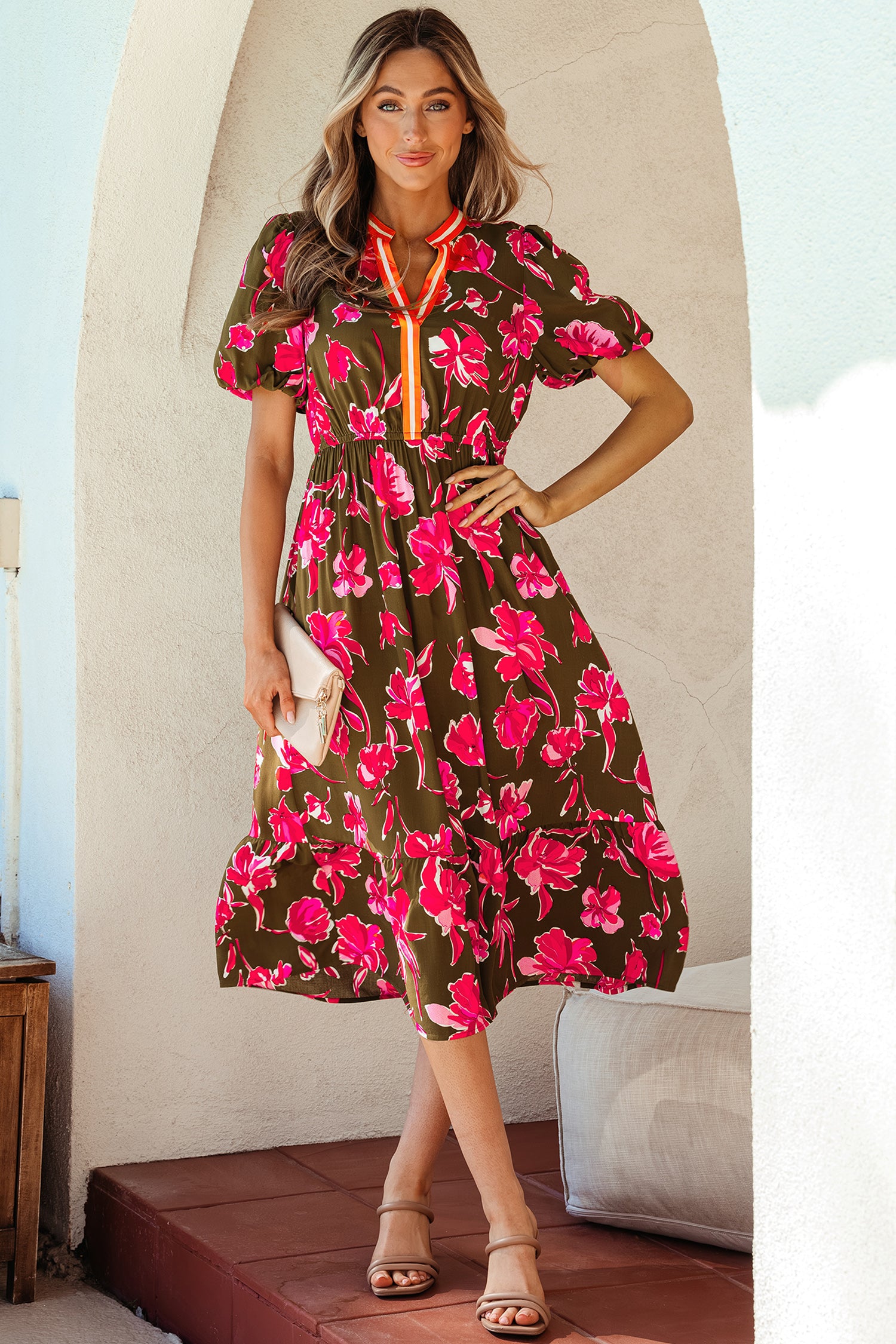 LuckeLadybug LLC Fit & Flare dress featuring vibrant floral patterns and maxi dress style for a chic summer look