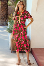 LuckeLadybug LLC Fit & Flare dress with floral print and maxi dress style, perfect for casual outings
