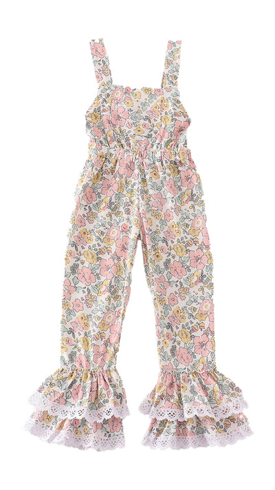 Adorable Floral Print Girl Jumpsuit: Perfect For Your Little Trendsetter! - LuckeLadybug LLC