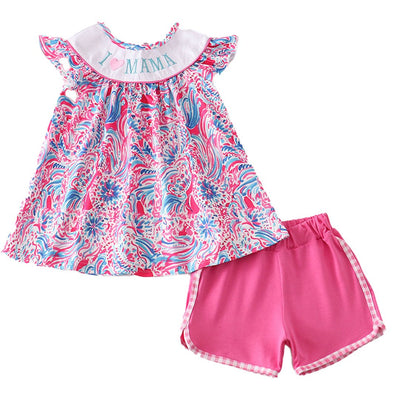 Adorable Floral Print 'I Love Mama' Girl Set For Your Little Fashionista! - LuckeLadybug LLC