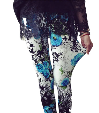 Flower Pattern Leggings For Women