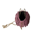 ThreadsByHannah Flower Purse in Pink with Unique Crochet Design and Gold Chain Strap