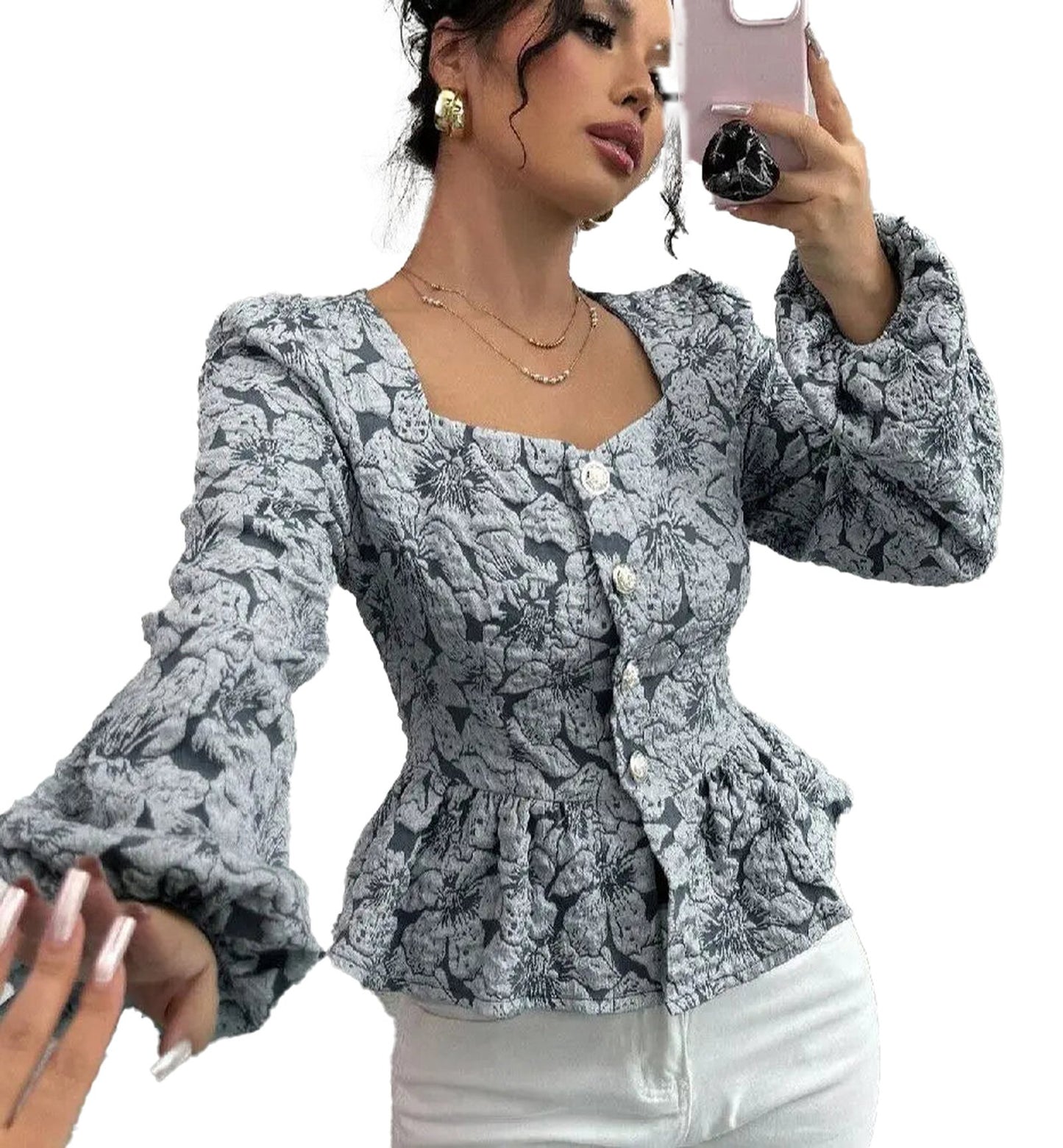 French Vintage Blouse For Women Peasant Top