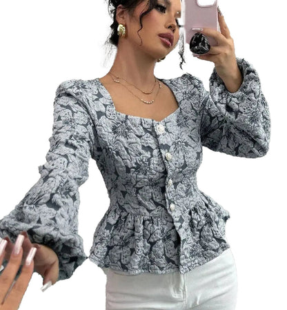 French Vintage Blouse For Women Peasant Top