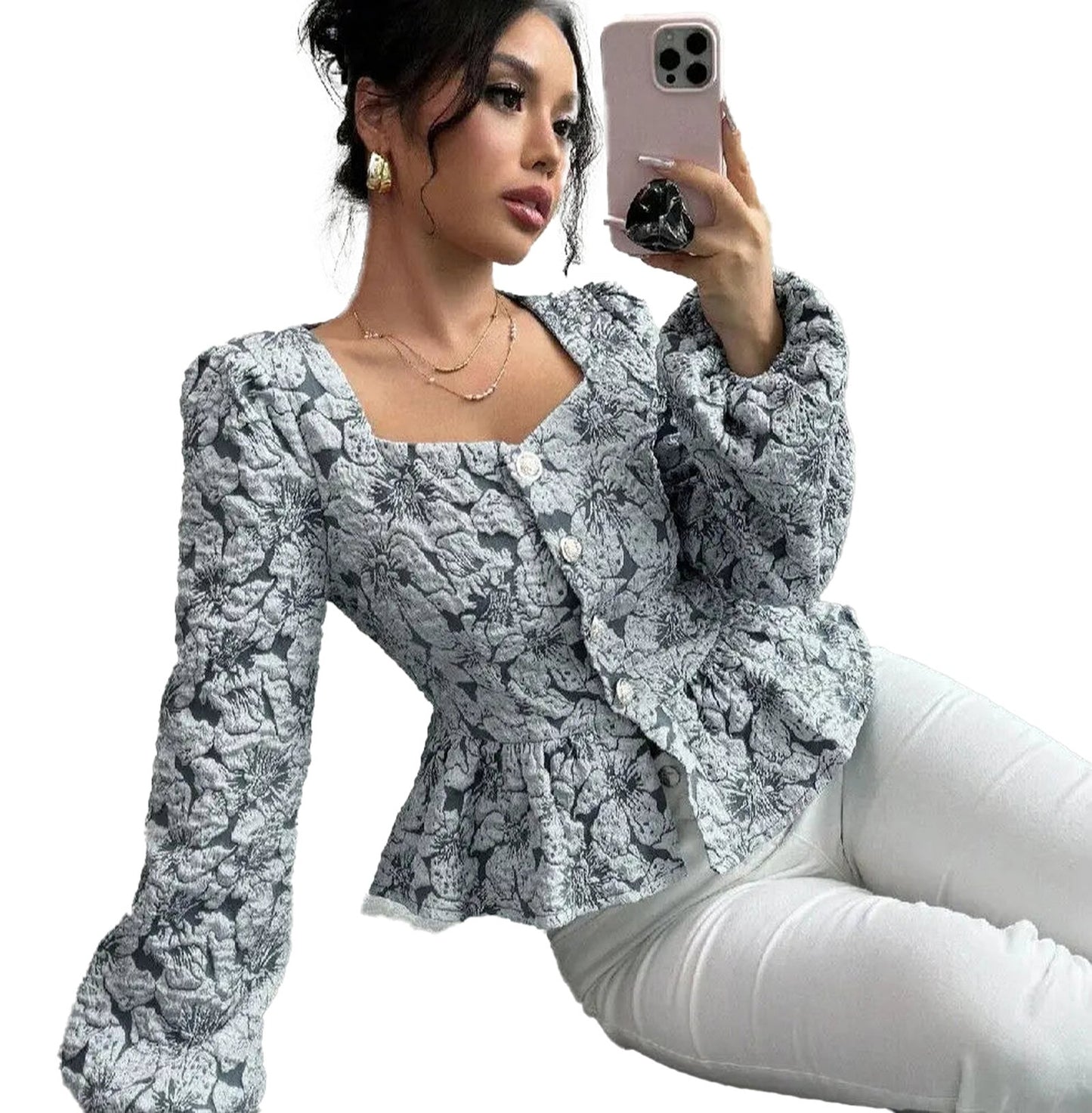 French Vintage Blouse For Women Peasant Top