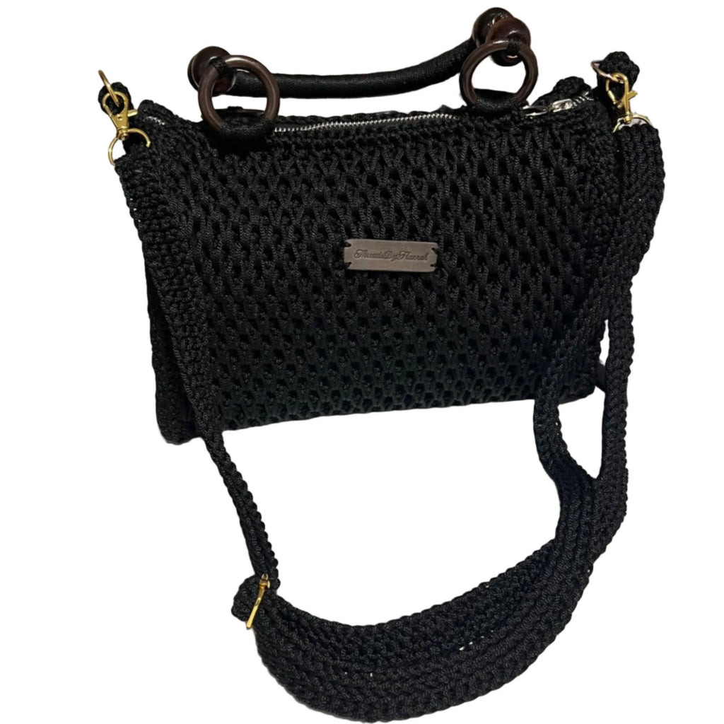 Handmade Black Crochet Shoulder Purse