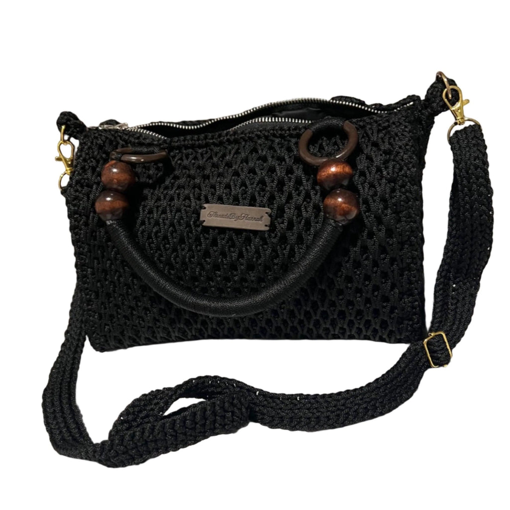 Handmade Black Crochet Shoulder Purse