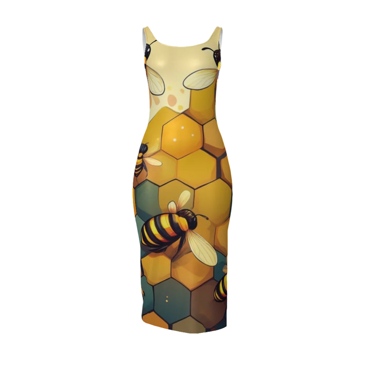 Fashion,Womens,Dress,Midi Cami,Bees,Cute,Honey,LuckeLadybug