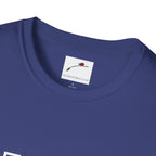 LuckeLadybug Navy blue fifty something t shirt with crew neckline and tag label