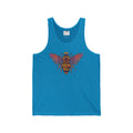 Blue queen bee tank top by LuckeLadybug featuring a colorful bee graphic with crown design