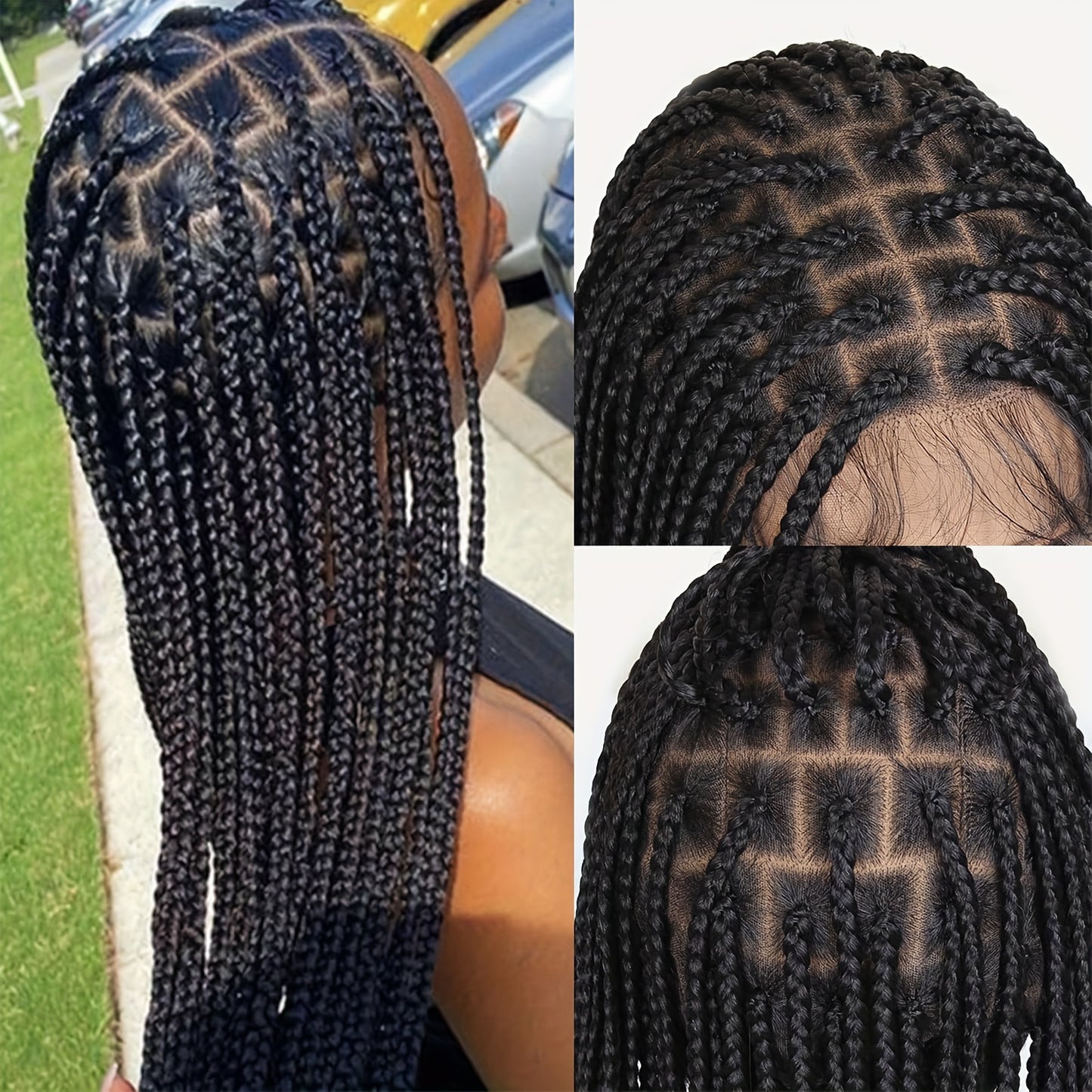 LuckeLadybug LLC full lace braided wig with baby hair featuring intricate braiding and a natural-looking hairline