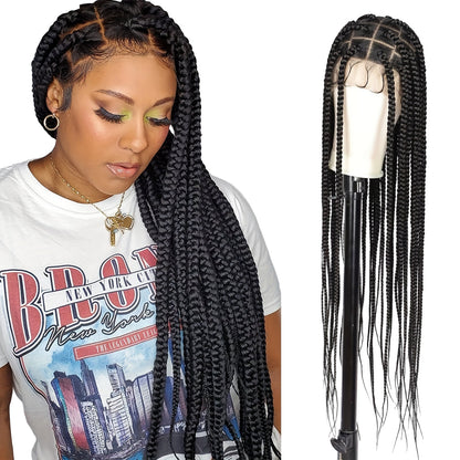 LuckeLadybug full lace braided wig with baby hair, featuring long, stylish braids and a natural hairline look