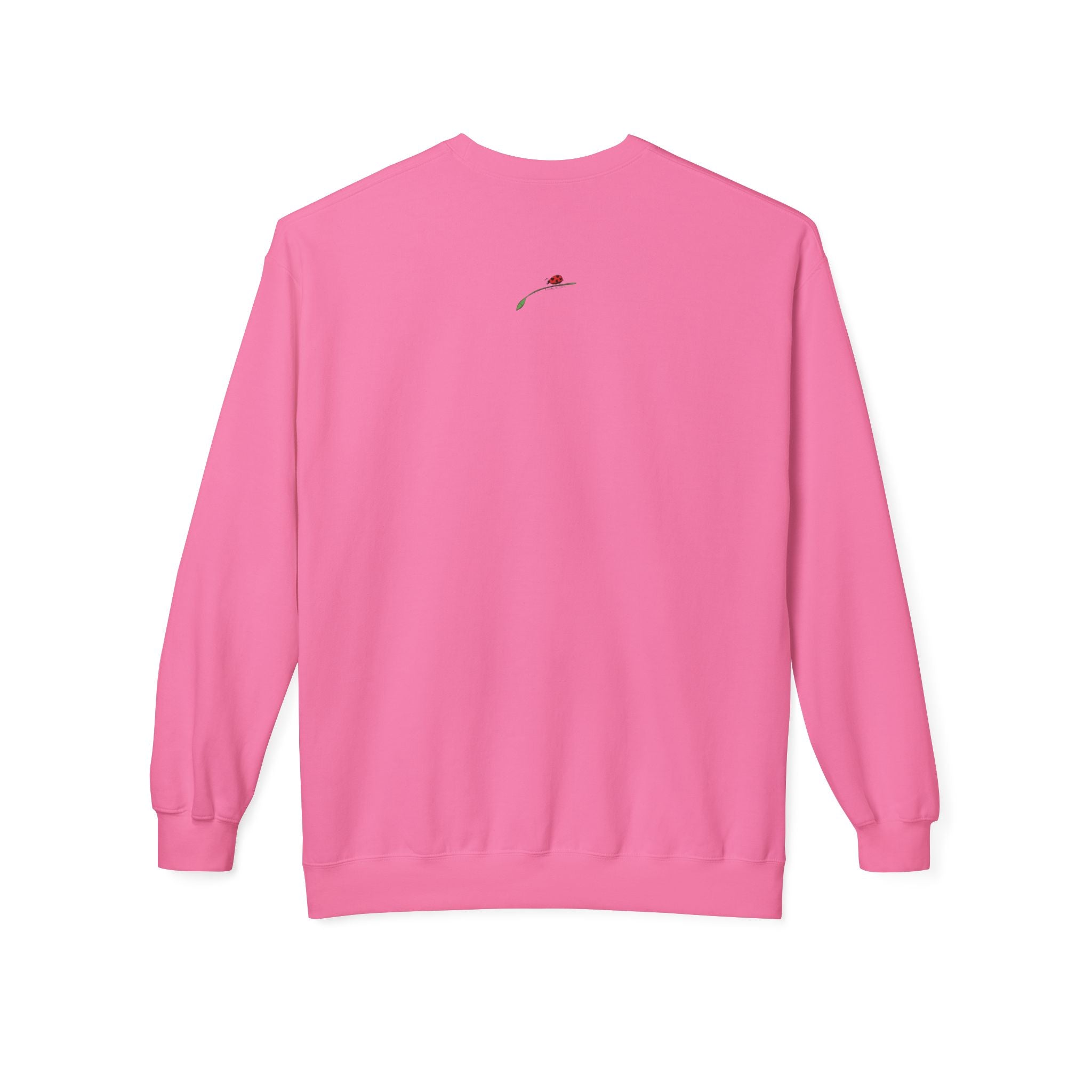LuckeLadybug pink sweatshirt with small rose detail on back fun German Shepherd sweater