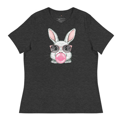 Funny bunny t shirt featuring a cartoon rabbit wearing sunglasses and blowing bubble gum