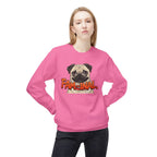 LuckyLadybug pink funny dog mom sweatshirt with a pug and FAM-INAL text graphic