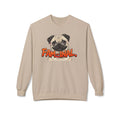 LuckeLadybug funny dog mom sweatshirt with pug illustration and fam-inal text in beige