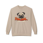 LuckeLadybug funny dog mom sweatshirt with pug illustration and fam-inal text in beige