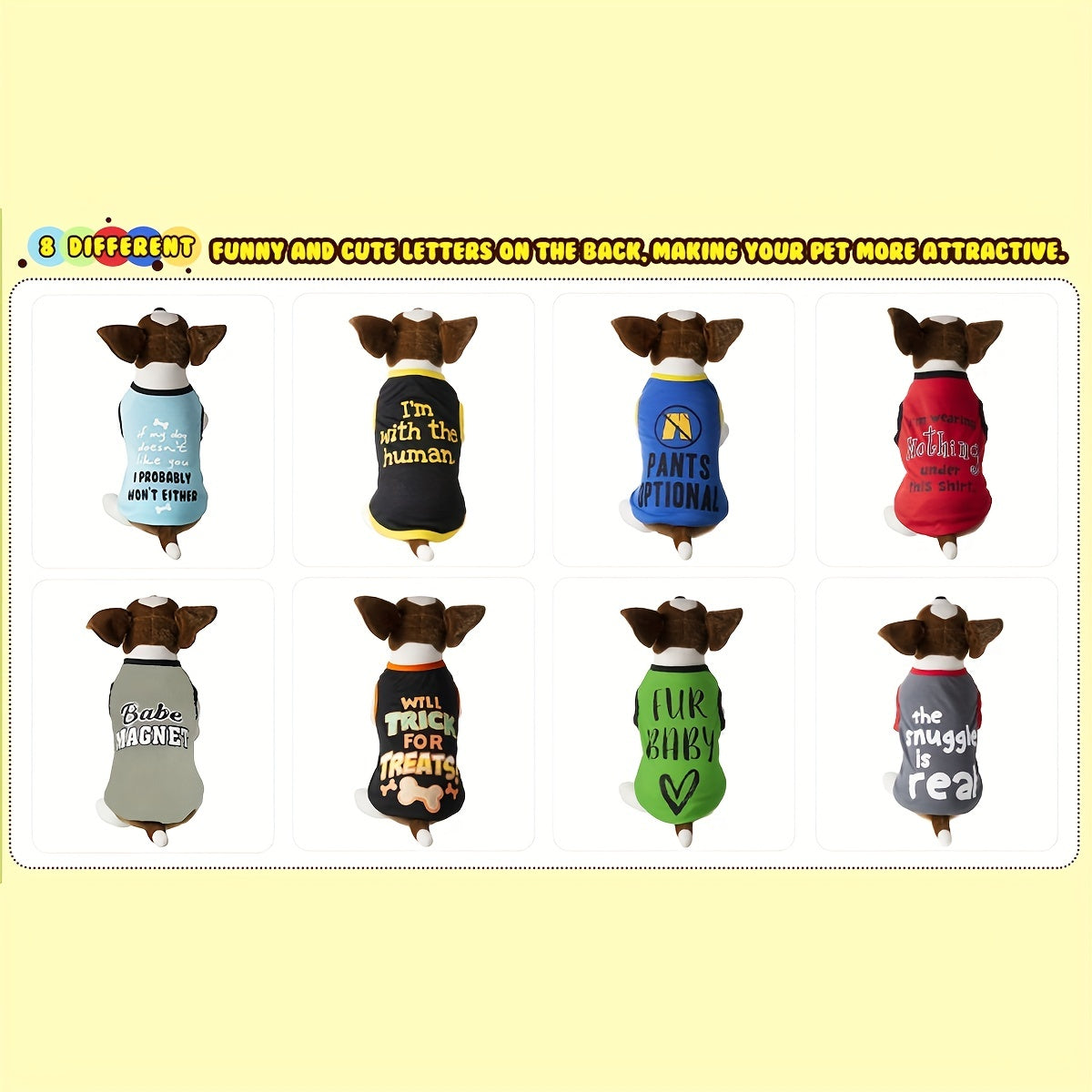 Assorted funny dog shirts for small dogs with humorous designs and messages