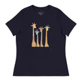 Funny giraffe t shirt women black tee with four colorful sunglasses wearing giraffes graphic
