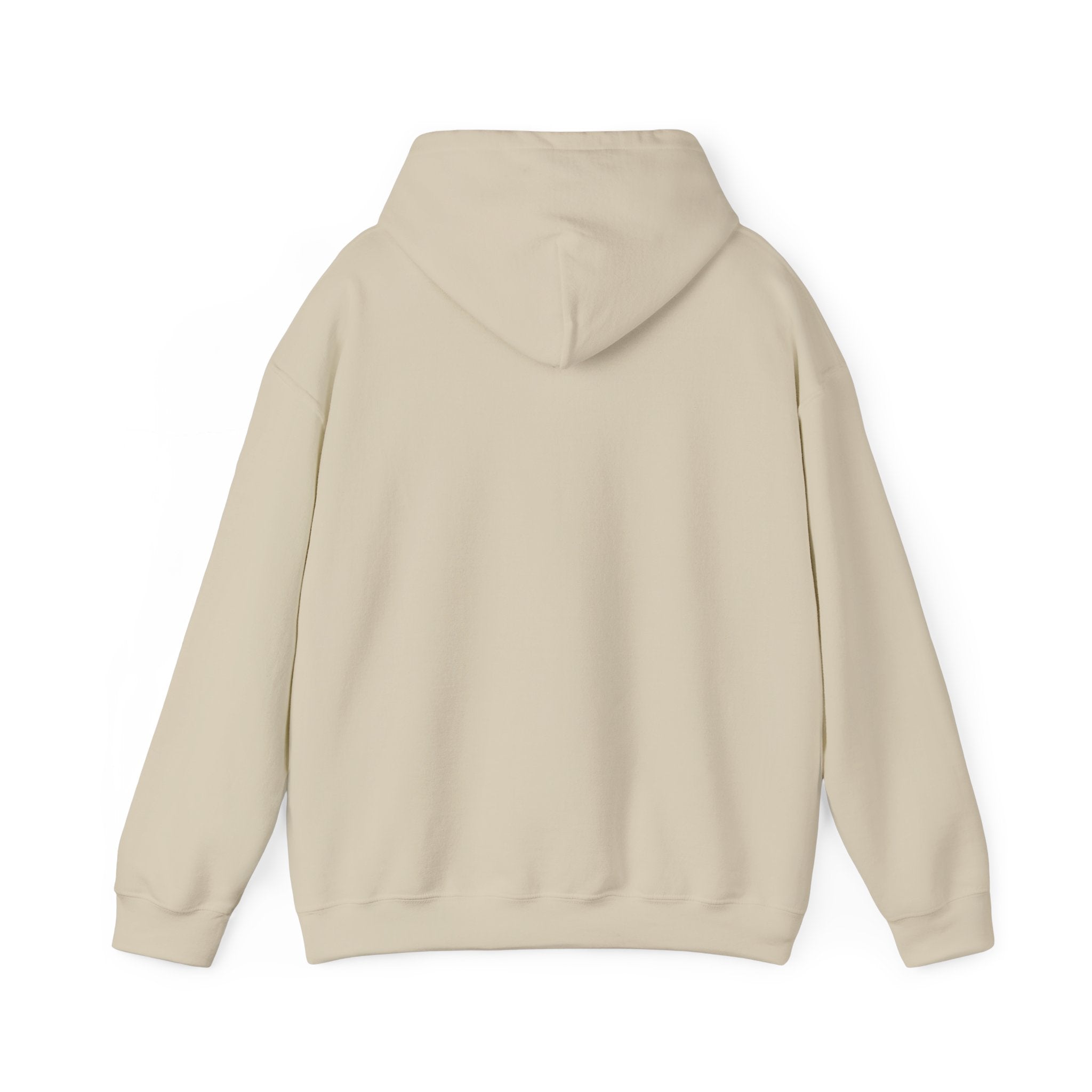 Beige plain hoodie back view by LuckeLadybug without design, perfect for funny husky graphic hoodie customization