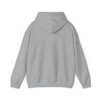 Back view of LuckeLadybug gray funny husky graphic hoodie with hood and long sleeves
