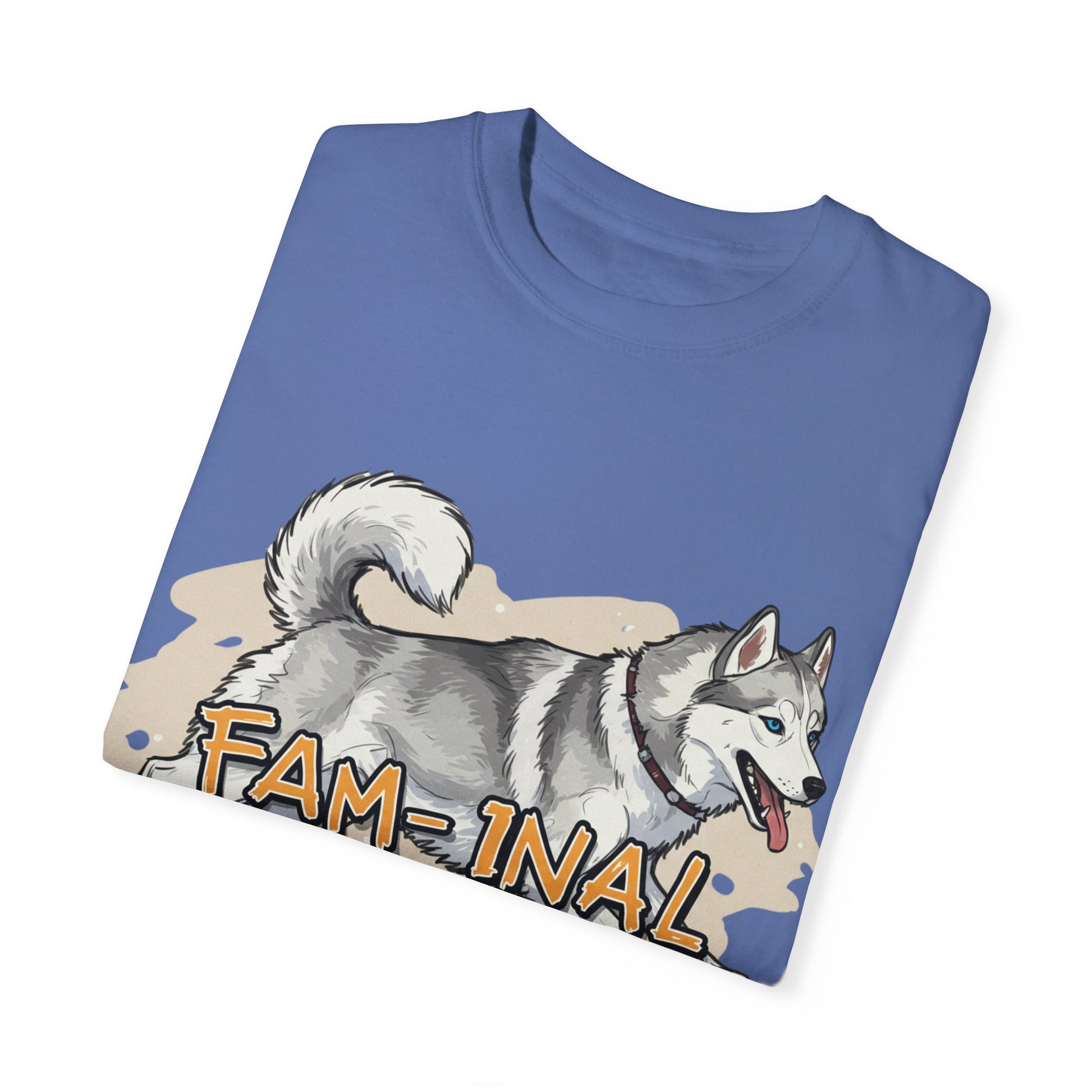 Blue funny husky shirt for adults featuring a playful husky dog graphic and text design