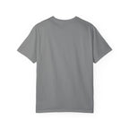 Plain gray T-shirt showing the back side by LuckeLadybug funny husky shirt for adults