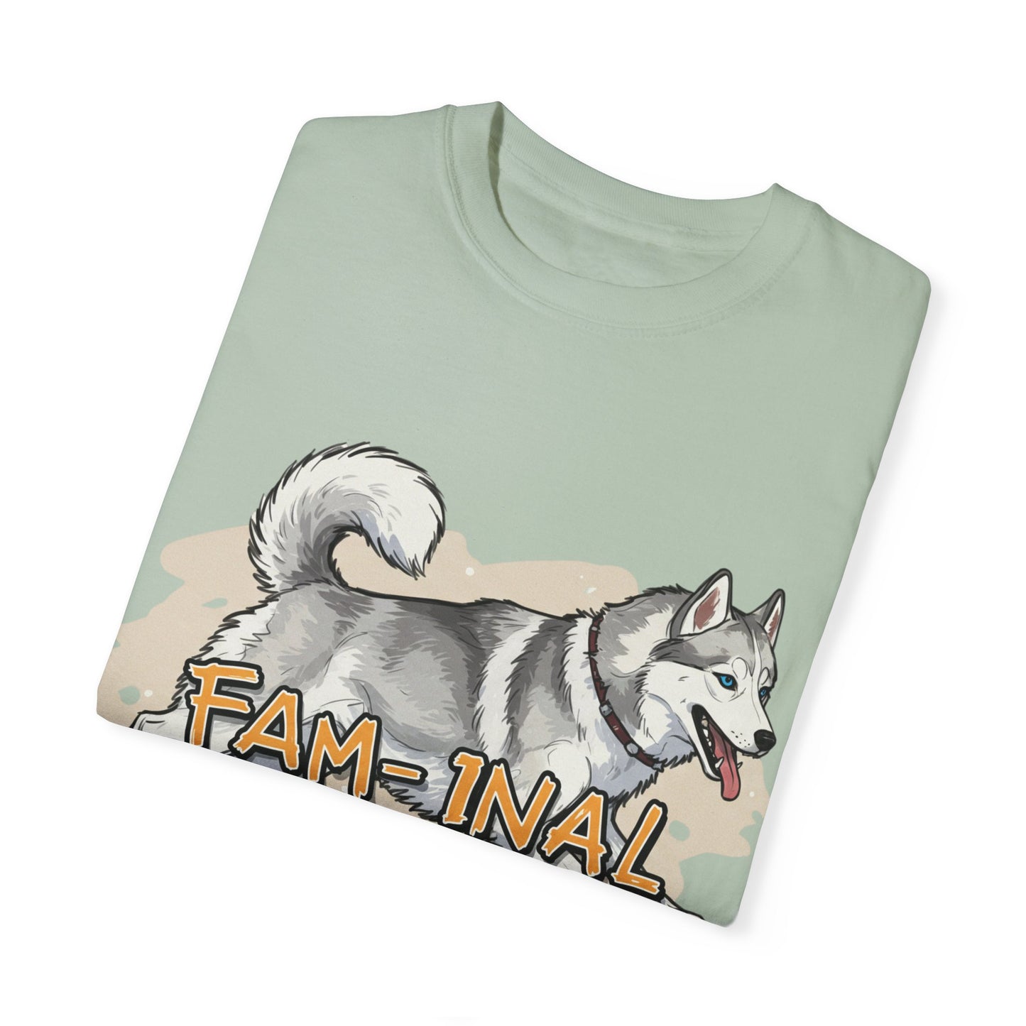 Funny husky shirt for adults featuring a playful husky dog graphic with text on a light green T-shirt