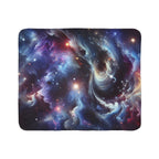 LuckeLadybug galaxy sherpa blanket with vibrant cosmic design and soft plush texture