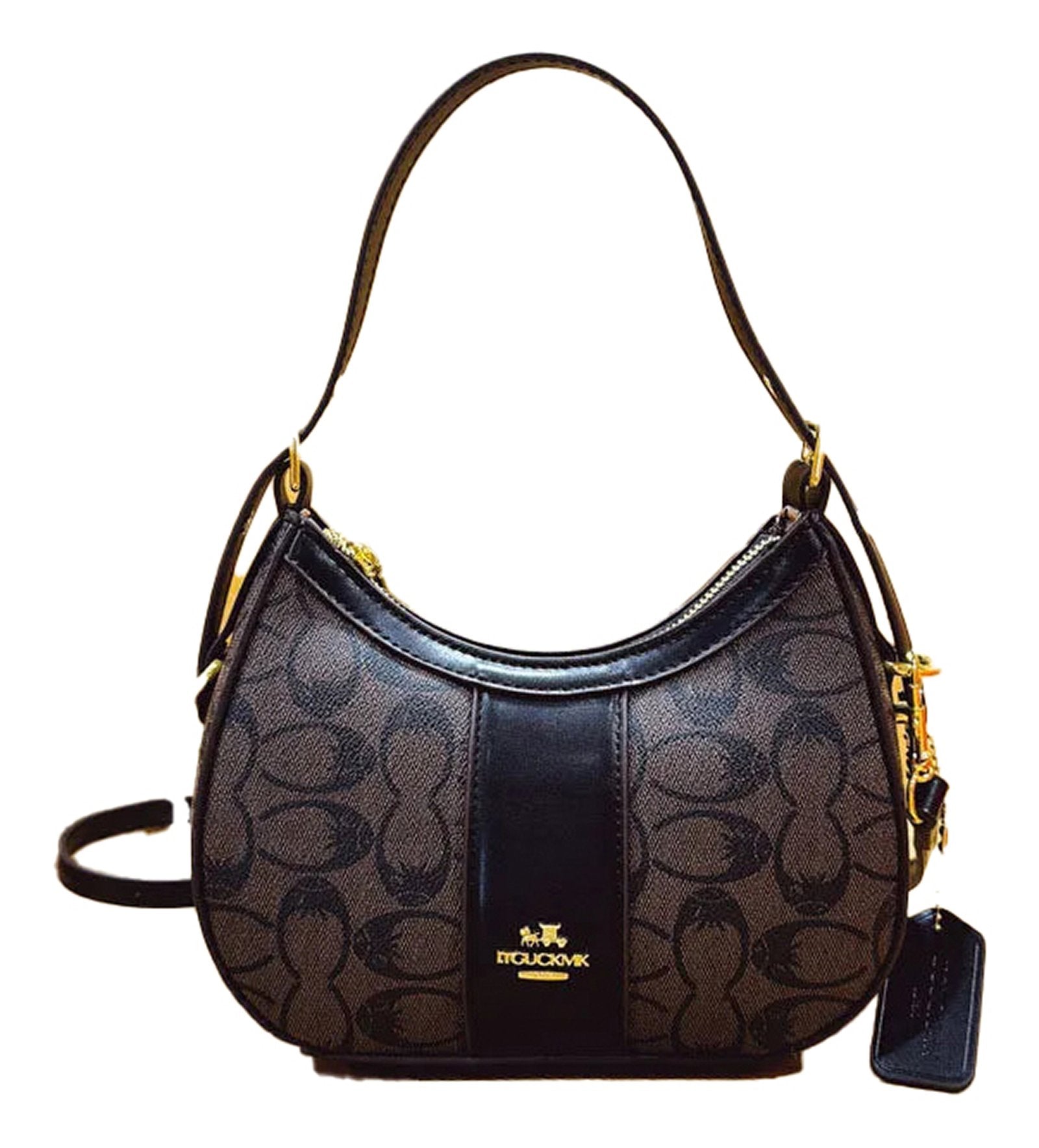 Stylish geometric pattern women's hobo bag from LuckeLadybug LLC with sleek design and adjustable strap