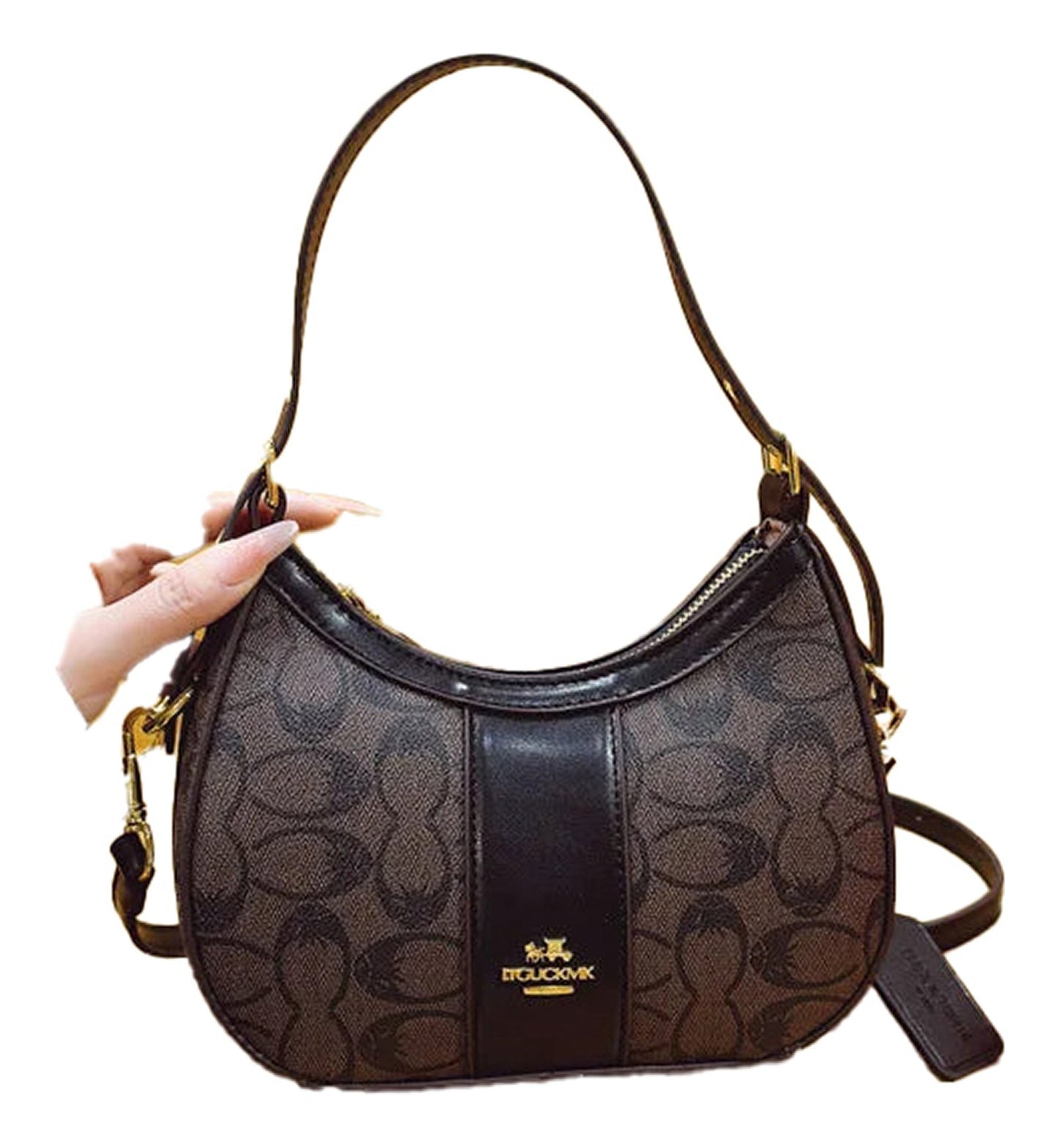 Stylish geometric pattern women's hobo bag with adjustable strap and elegant design