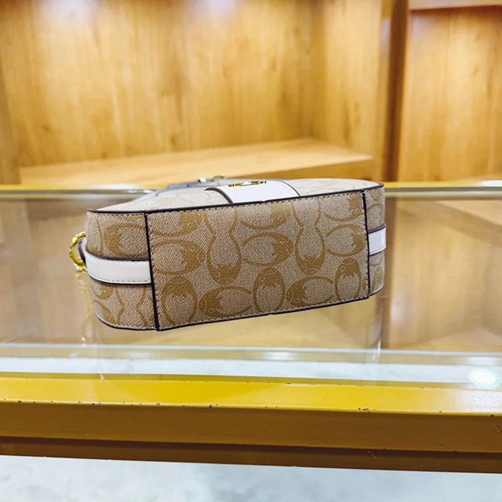 Stylish geometric pattern women's hobo bag in neutral tones with chic design details