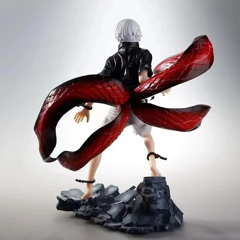 LuckeLadybug LLC figurine of a ghoul in Tokyo with striking red details and a dynamic pose