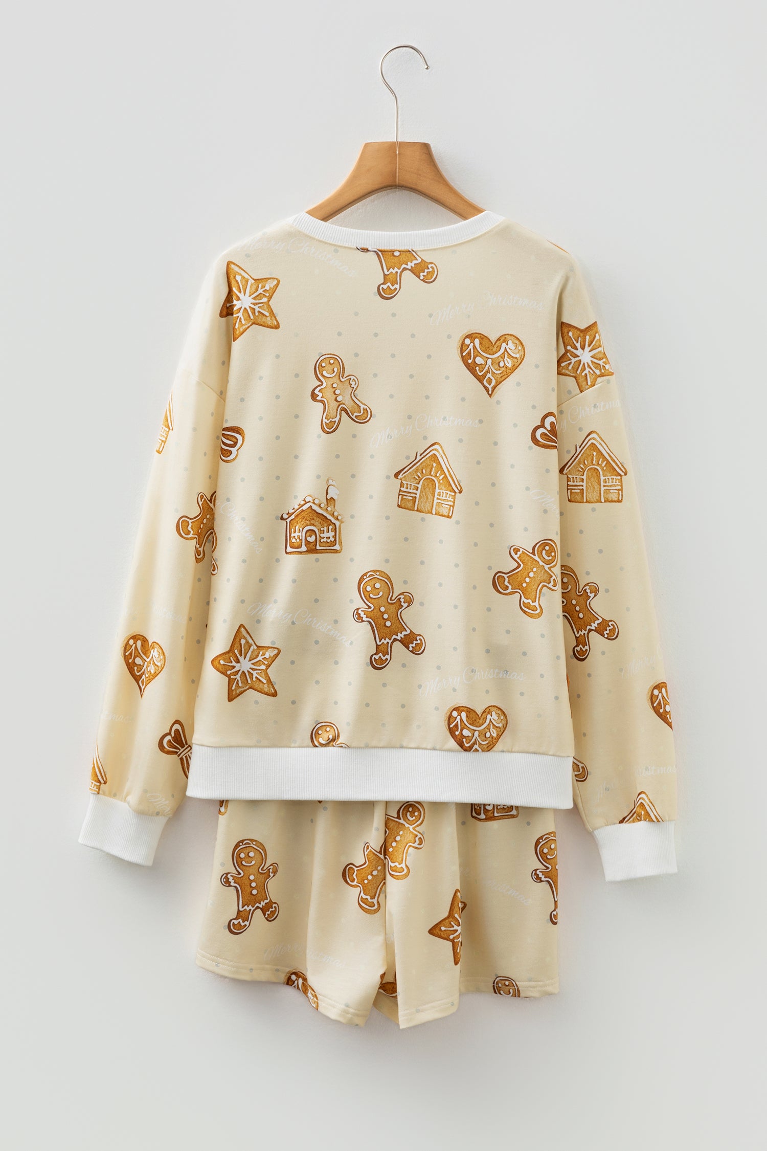 LuckeLadybug LLC Gingerbread Man Print Shorts with Coordinating Sweatshirt for Festive Comfort