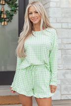 LuckeLadybug LLC Green Gingham Top with Matching Shorts for a Stylish and Comfy Look