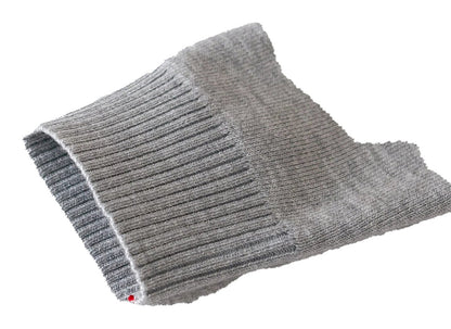 Soft gray girls Christmas deer sweater featuring ribbed cuffs for festive comfort