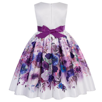 Girls Floral Princess Dress With Bow