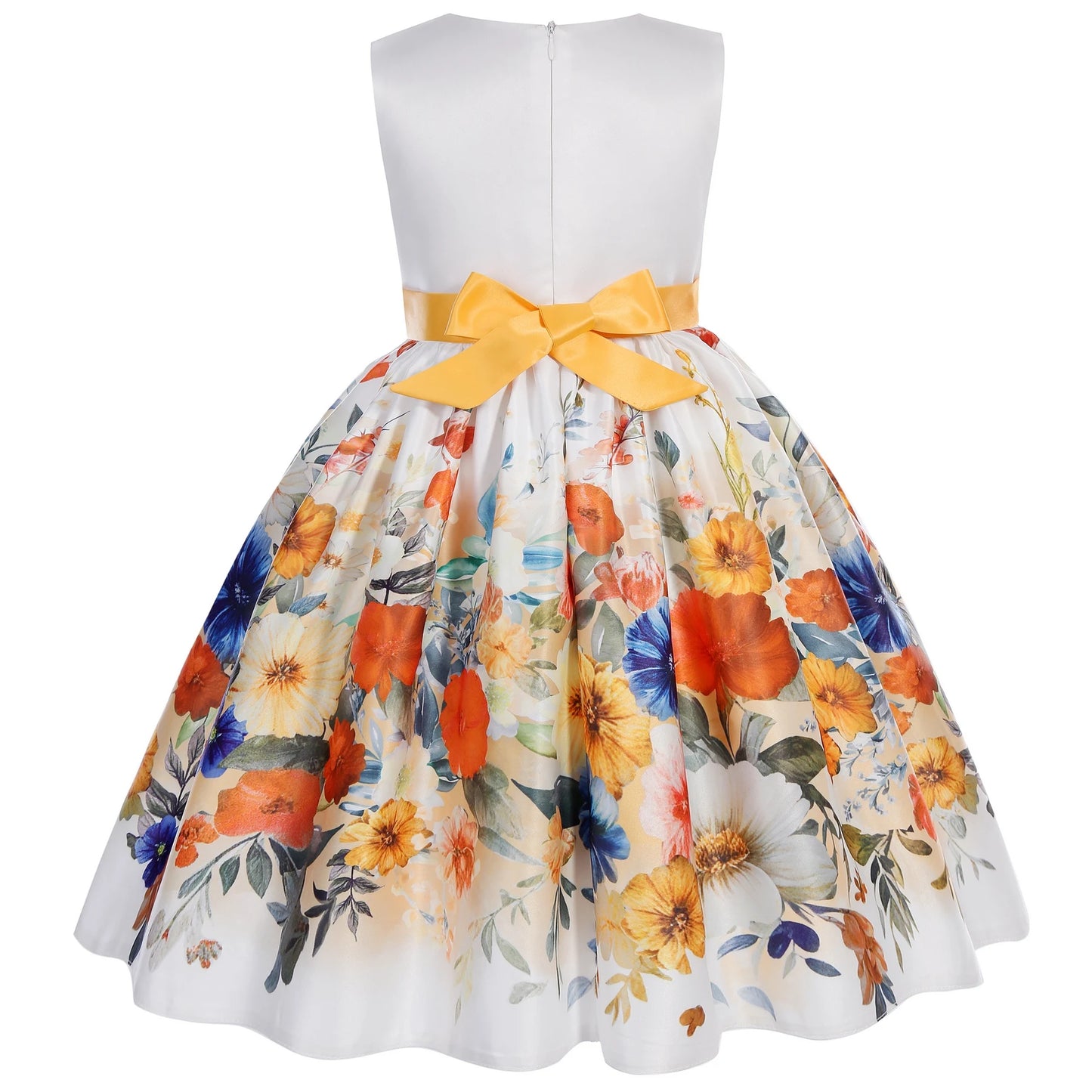 Girls Floral Princess Dress With Bow