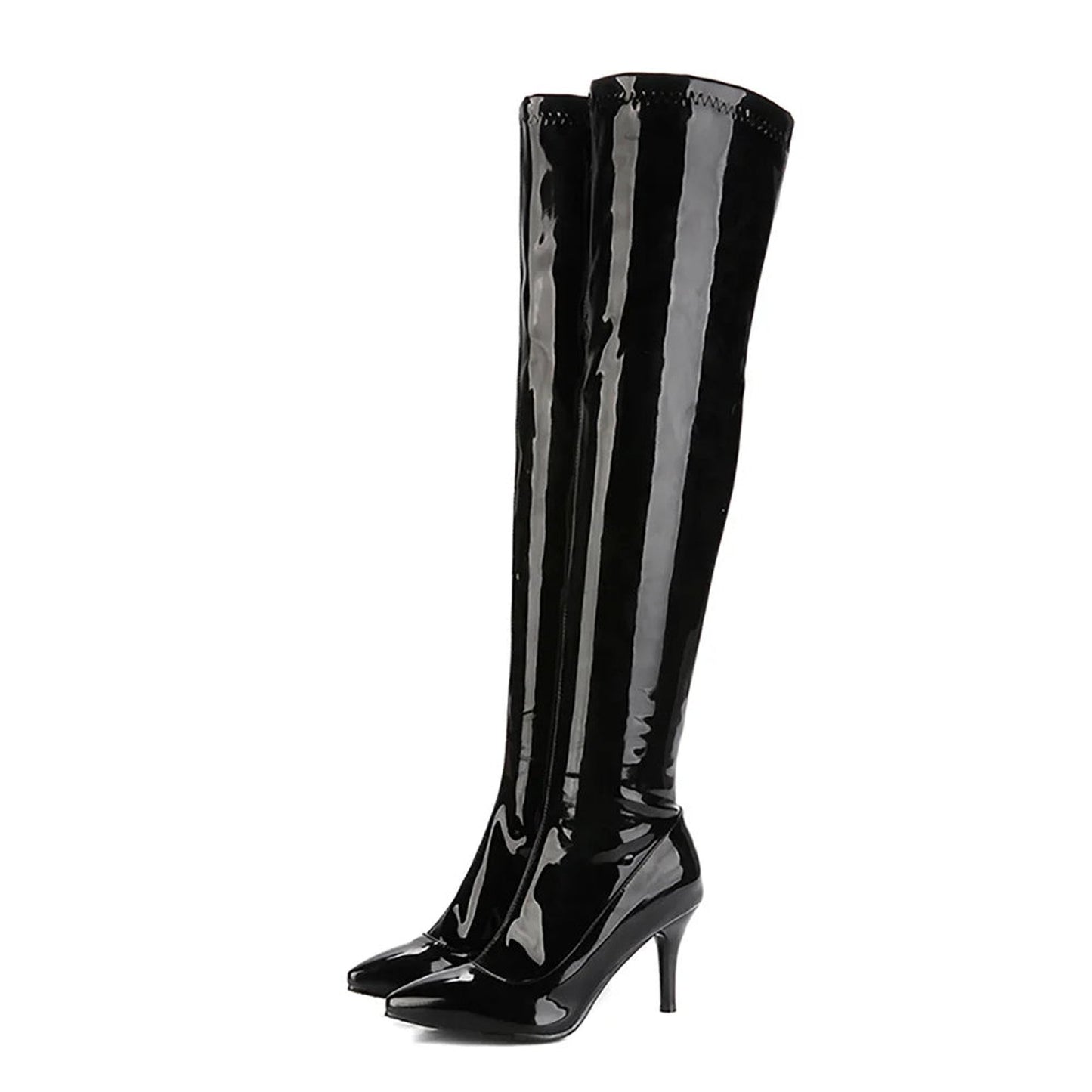 Glossy Thigh High Boots For Women