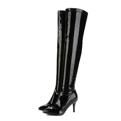 Glossy Thigh High Boots For Women
