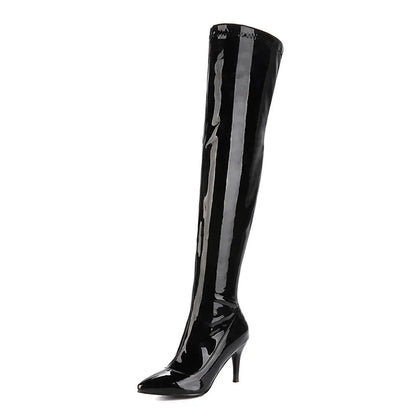 Glossy Thigh High Boots For Women