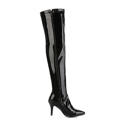 Glossy Thigh High Boots For Women